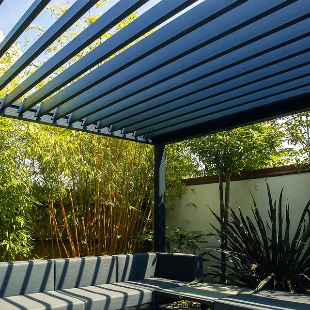 Motorised Aluminium Pergola Living Pod roof slats open